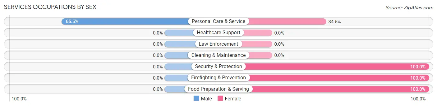 Services Occupations by Sex in Zip Code 98828