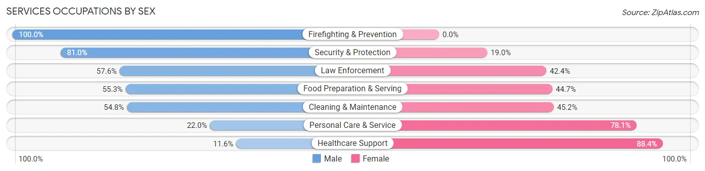 Services Occupations by Sex in Zip Code 99005