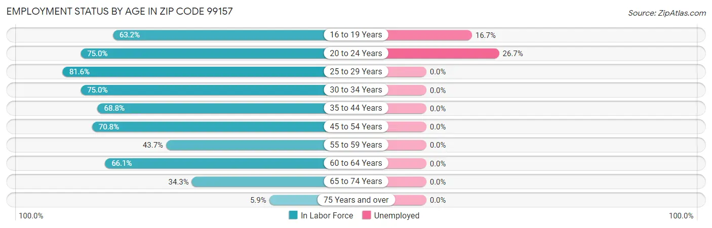Employment Status by Age in Zip Code 99157