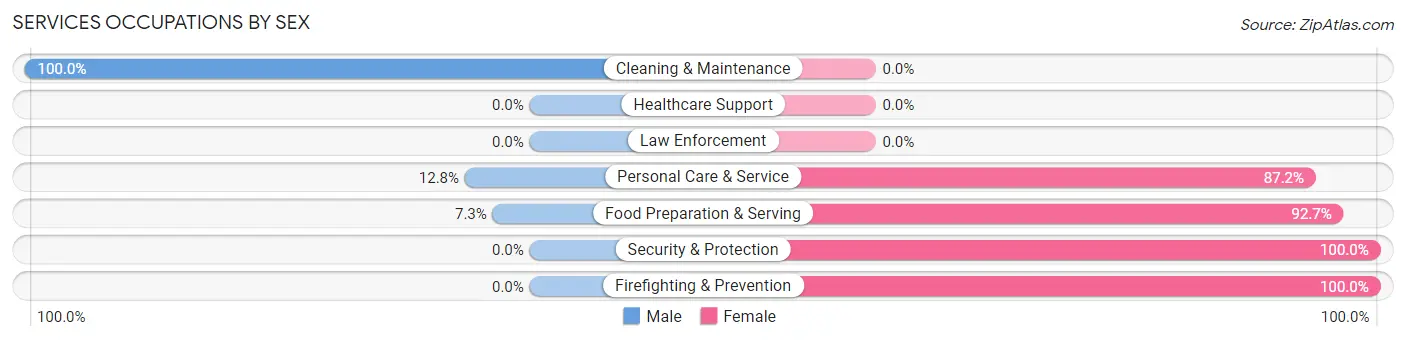 Services Occupations by Sex in Zip Code 99251