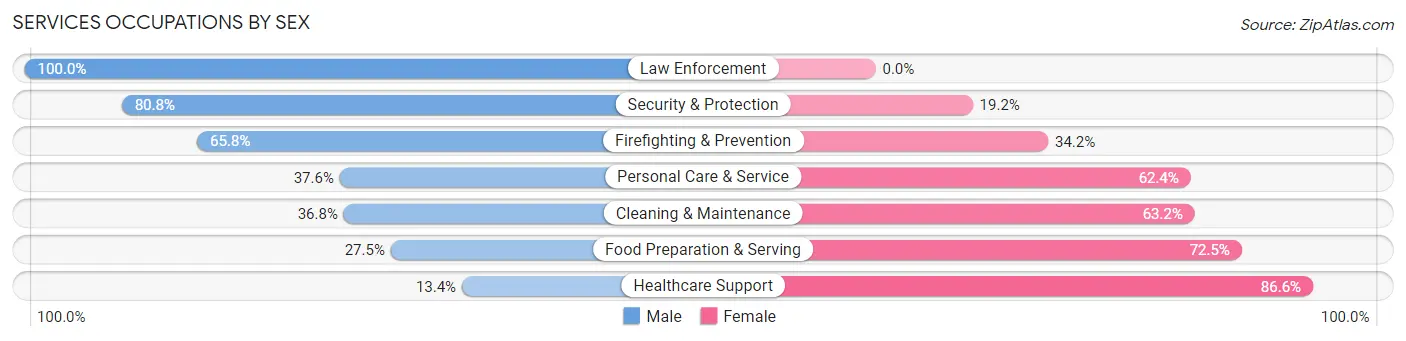 Services Occupations by Sex in Zip Code 99352