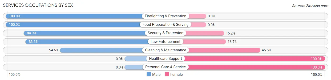 Services Occupations by Sex in Zip Code 99361
