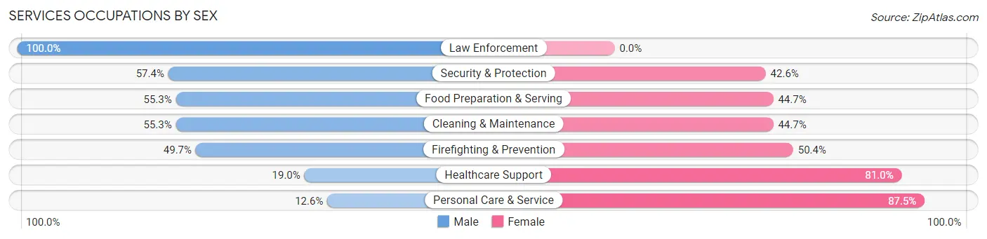 Services Occupations by Sex in Zip Code 99501