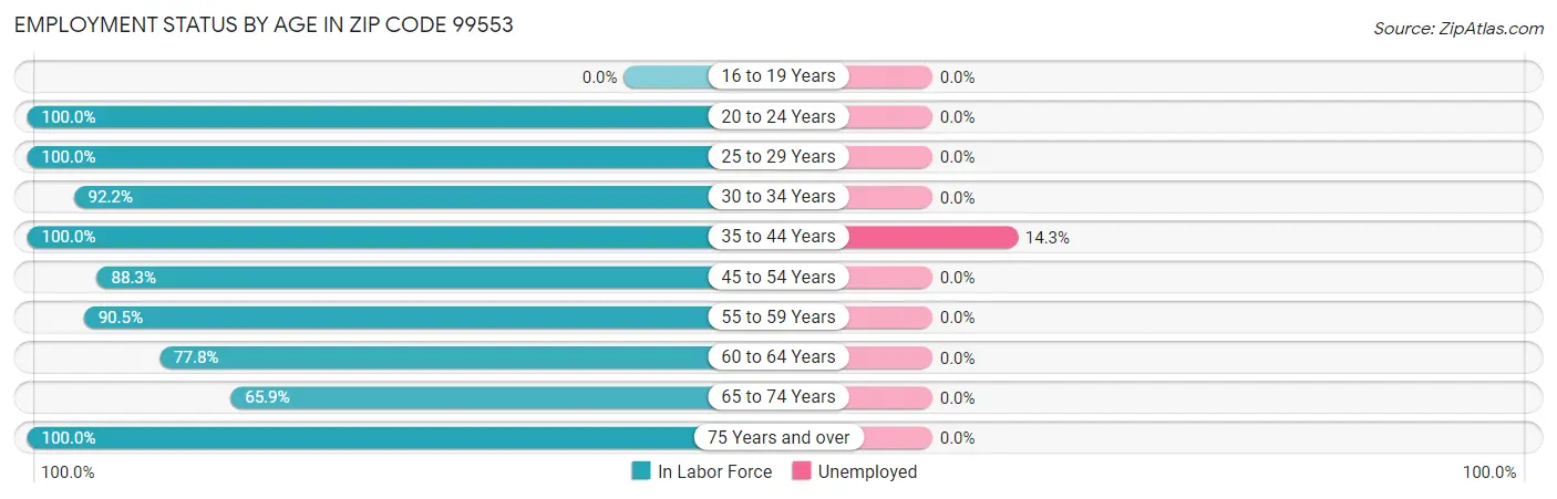 Employment Status by Age in Zip Code 99553