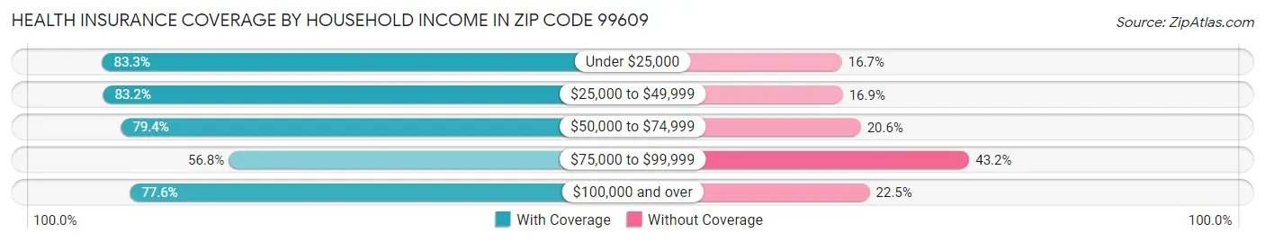 Health Insurance Coverage by Household Income in Zip Code 99609