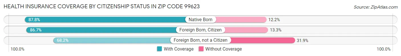 Health Insurance Coverage by Citizenship Status in Zip Code 99623