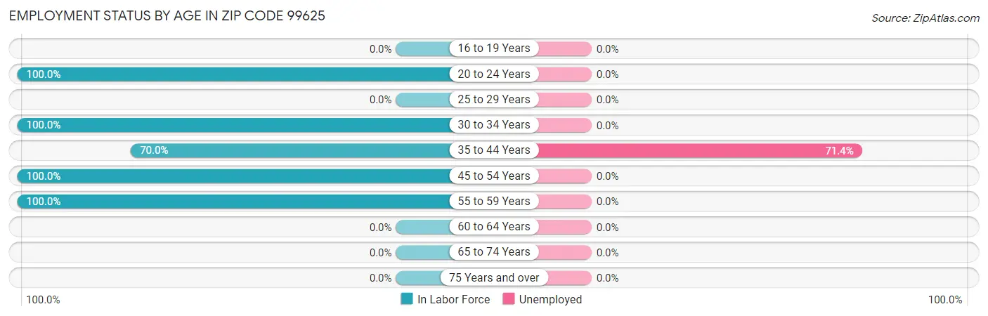 Employment Status by Age in Zip Code 99625