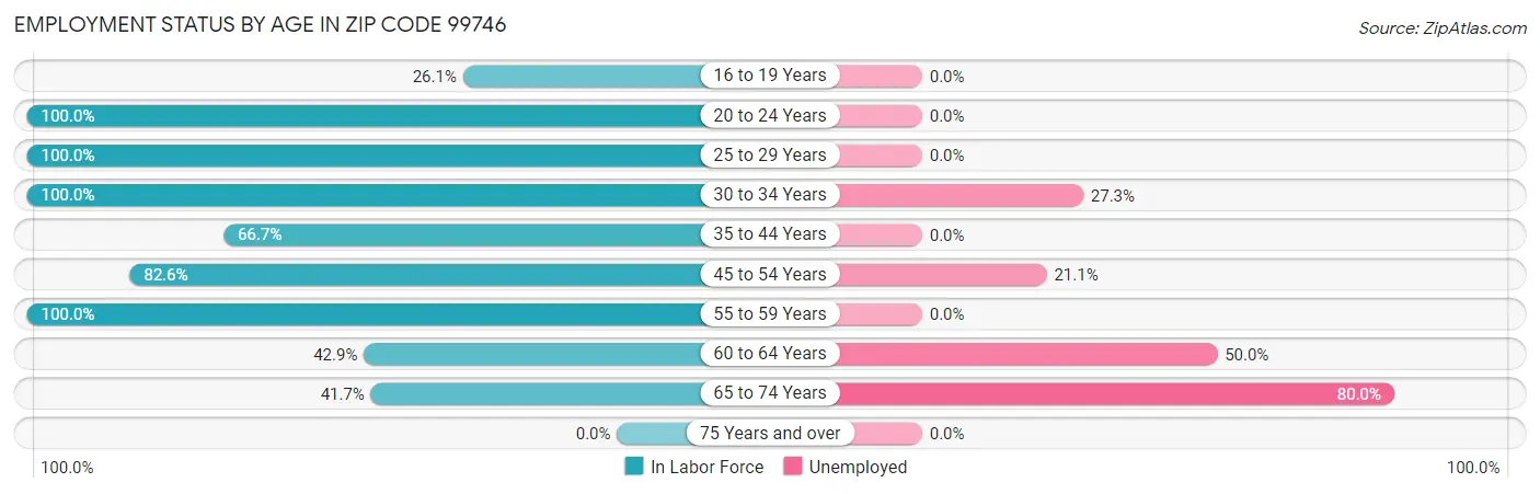 Employment Status by Age in Zip Code 99746