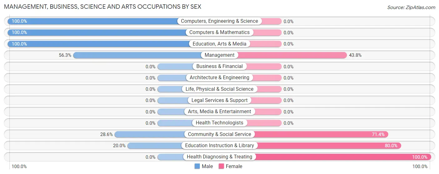 Management, Business, Science and Arts Occupations by Sex in Zip Code 99748