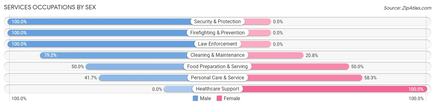 Services Occupations by Sex in Zip Code 99750