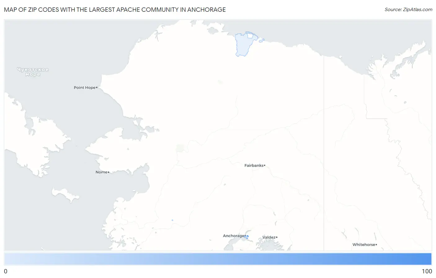 Zip Codes with the Largest Apache Community in Anchorage Map