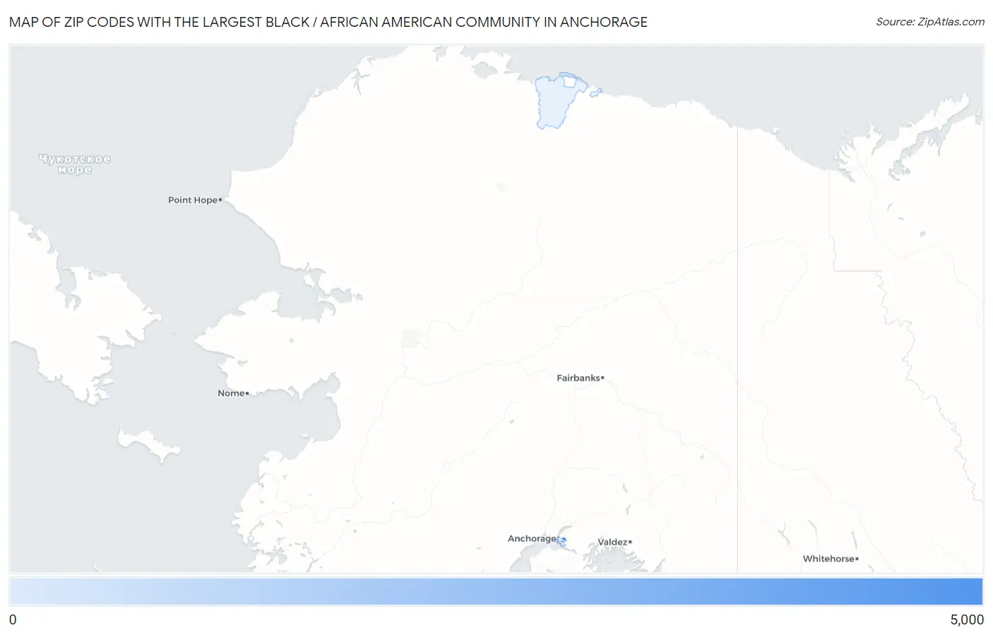 Zip Codes with the Largest Black / African American Community in Anchorage Map