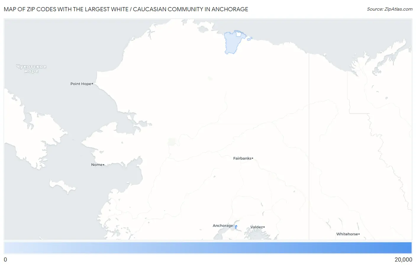 Zip Codes with the Largest White / Caucasian Community in Anchorage Map
