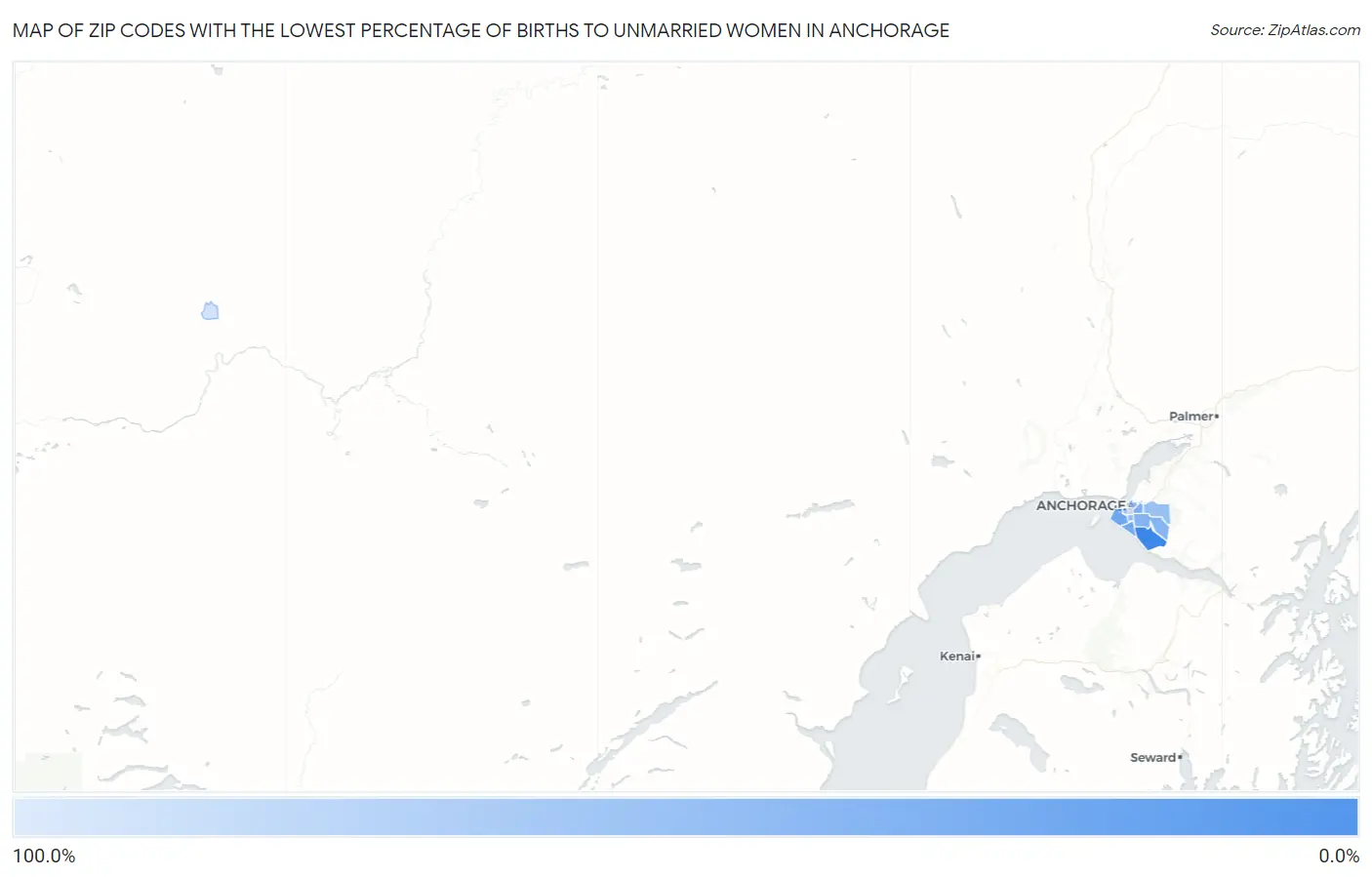 Zip Codes with the Lowest Percentage of Births to Unmarried Women in Anchorage Map