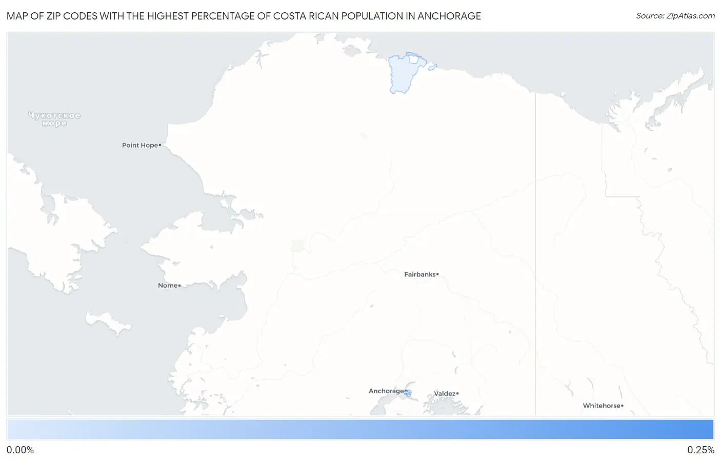 Zip Codes with the Highest Percentage of Costa Rican Population in Anchorage Map