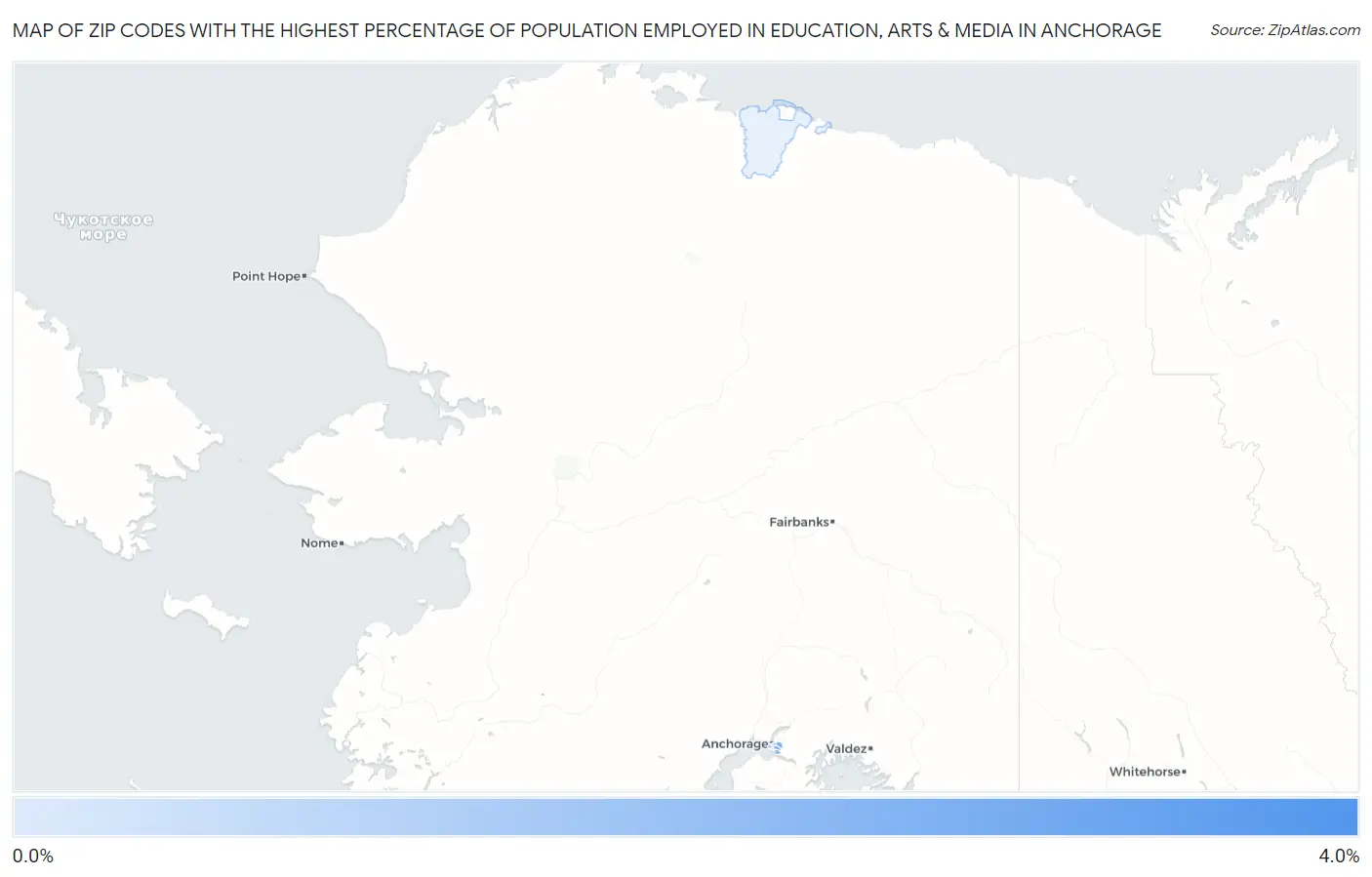 Zip Codes with the Highest Percentage of Population Employed in Education, Arts & Media in Anchorage Map