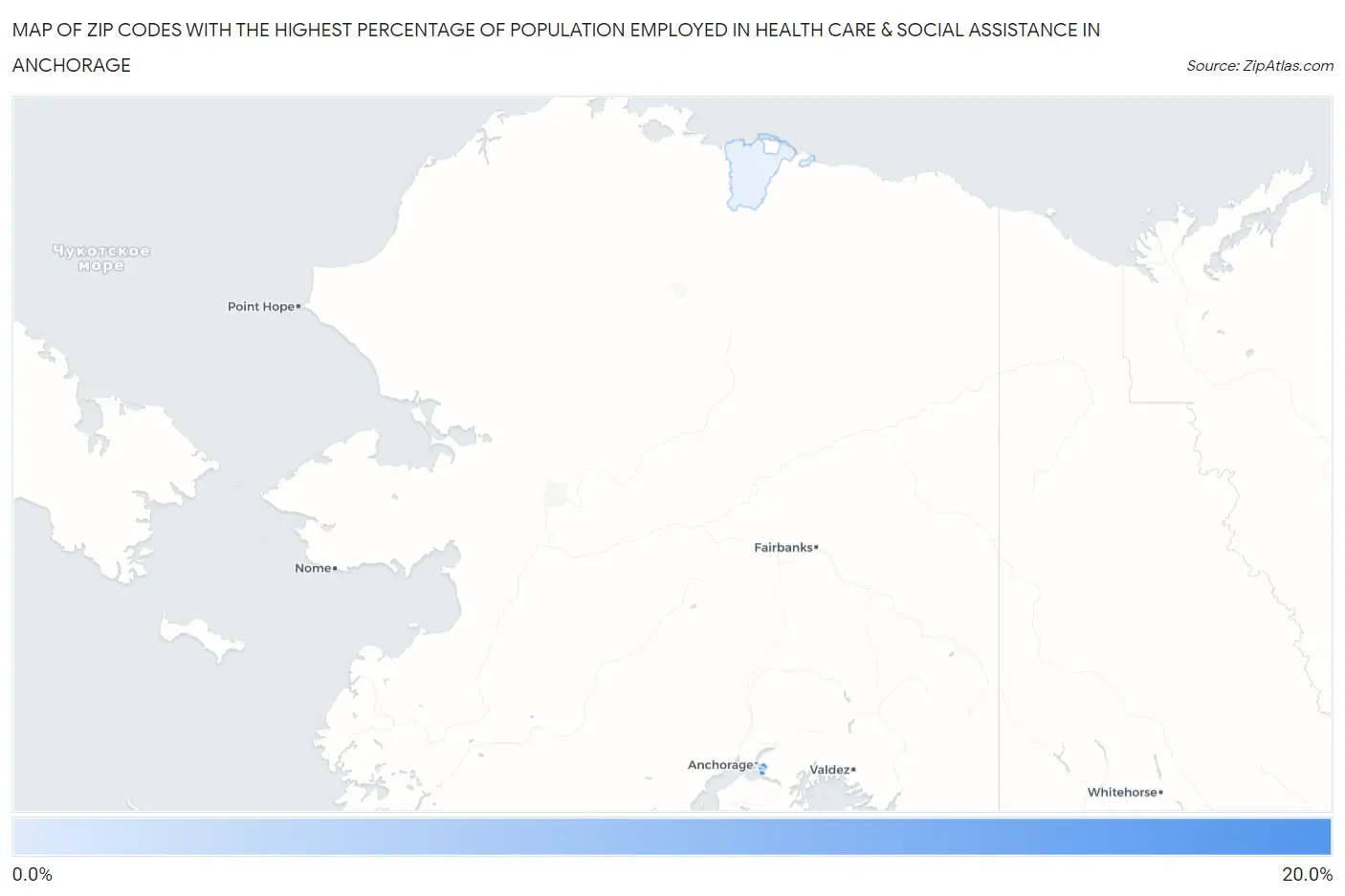 Zip Codes with the Highest Percentage of Population Employed in Health Care & Social Assistance in Anchorage Map
