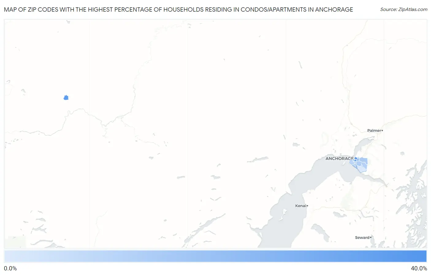 Zip Codes with the Highest Percentage of Households Residing in Condos/Apartments in Anchorage Map