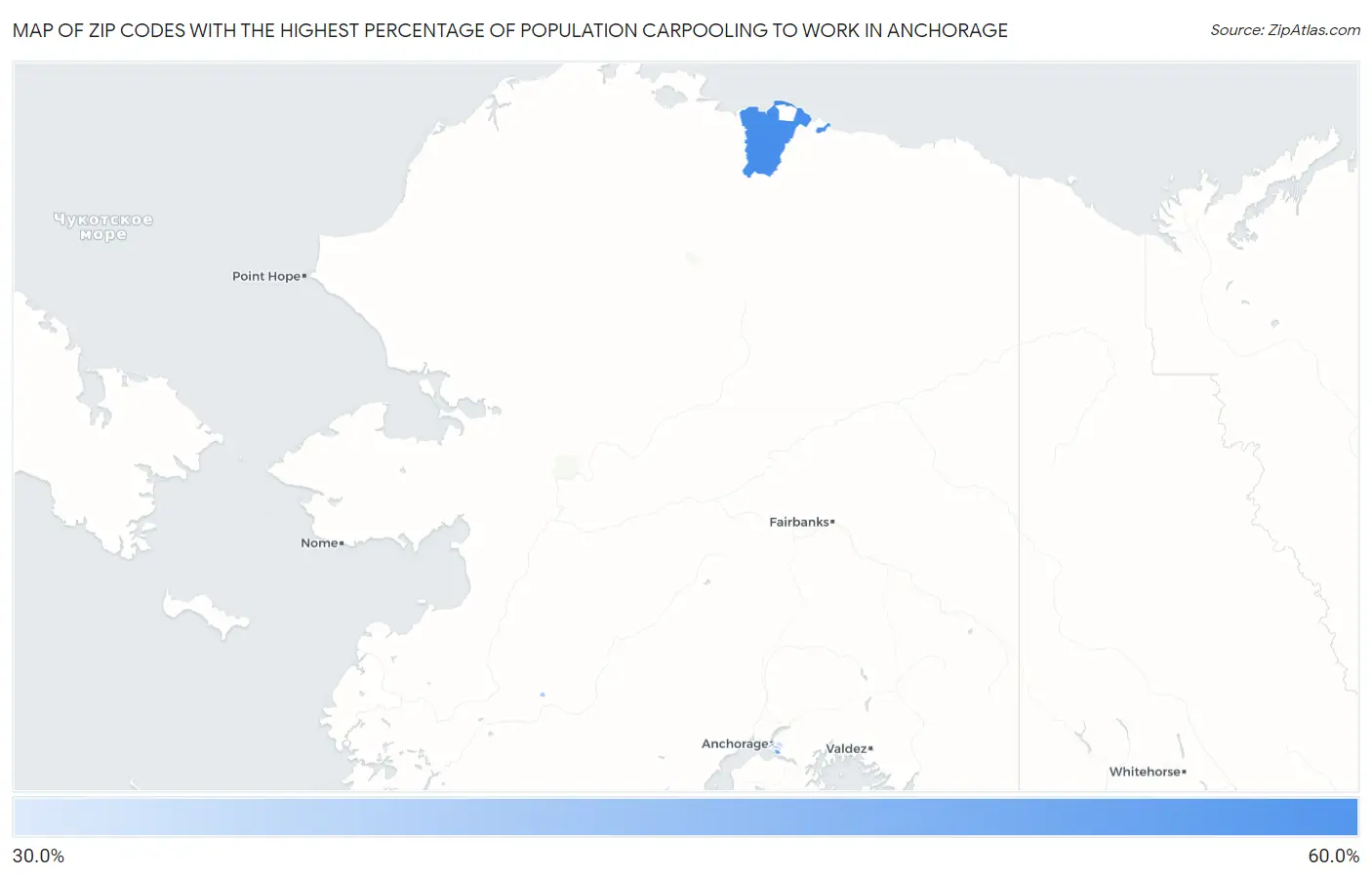 Zip Codes with the Highest Percentage of Population Carpooling to Work in Anchorage Map