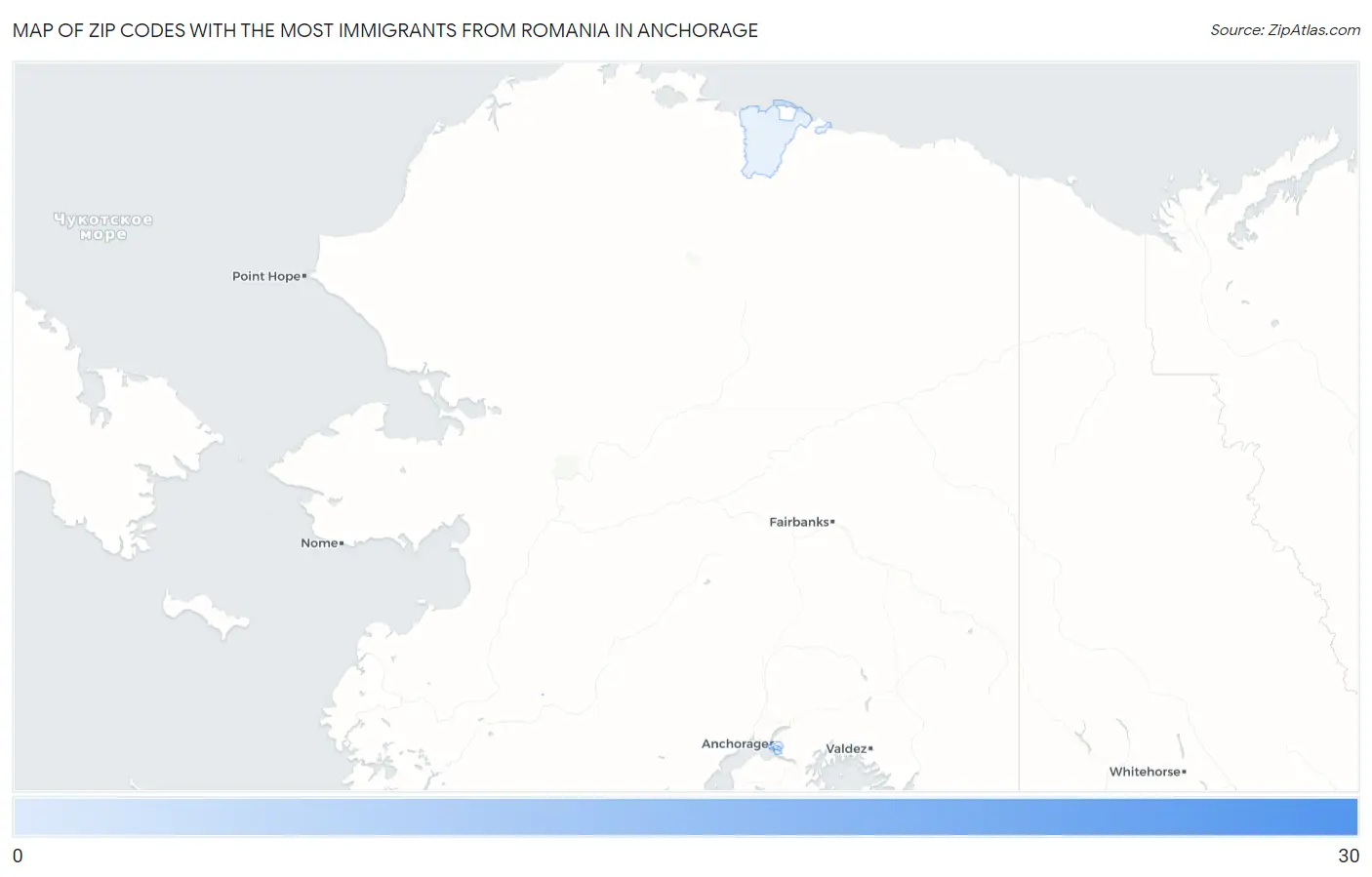 Zip Codes with the Most Immigrants from Romania in Anchorage Map