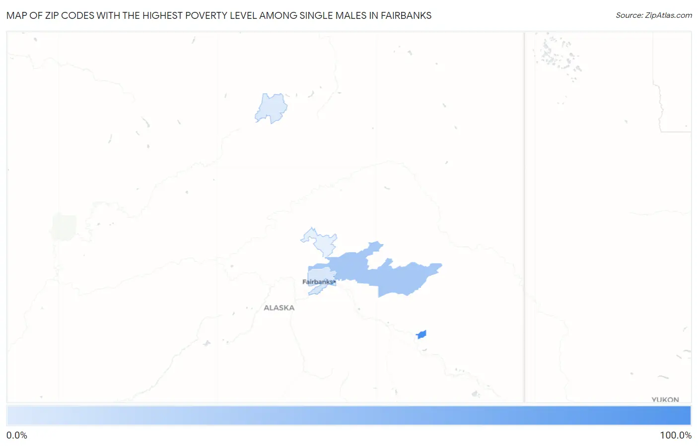 Zip Codes with the Highest Poverty Level Among Single Males in Fairbanks Map