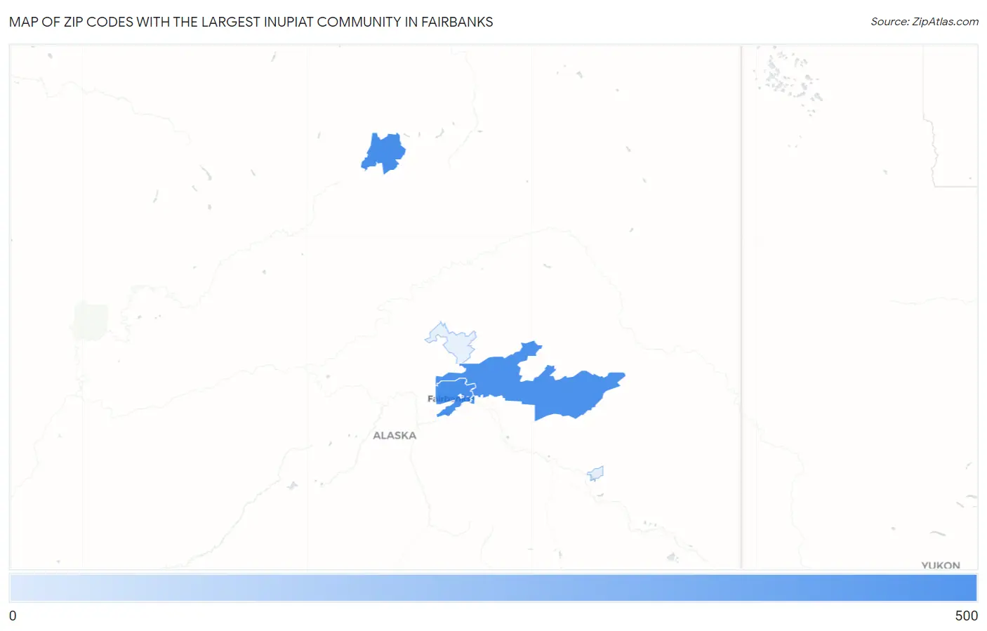 Zip Codes with the Largest Inupiat Community in Fairbanks Map