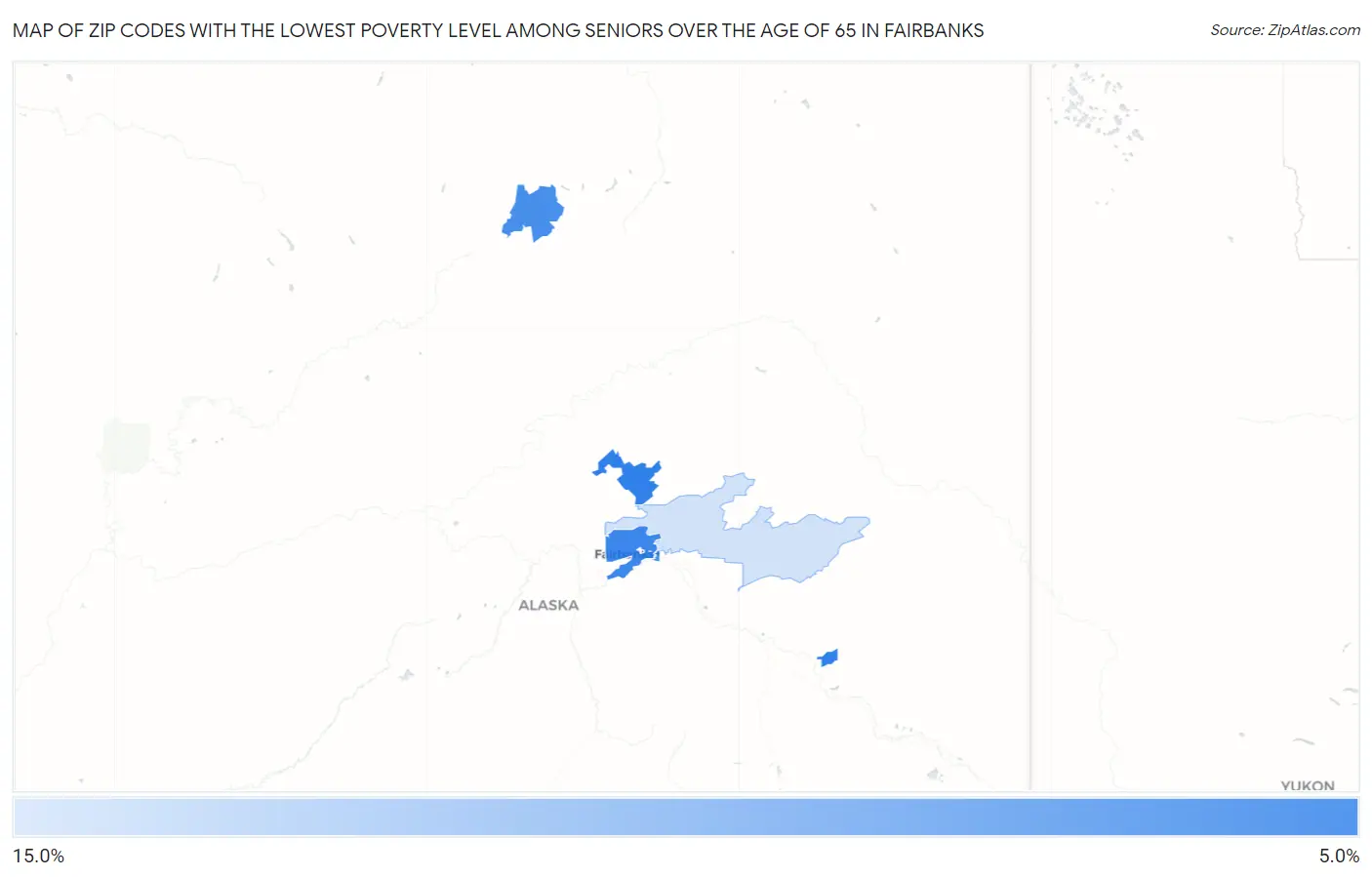 Zip Codes with the Lowest Poverty Level Among Seniors Over the Age of 65 in Fairbanks Map