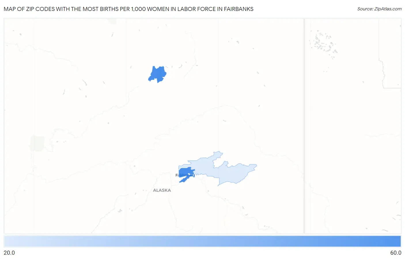 Zip Codes with the Most Births per 1,000 Women in Labor Force in Fairbanks Map