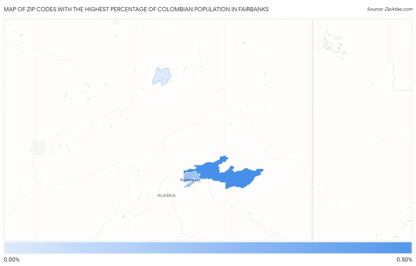 Zip Codes with the Highest Percentage of Colombian Population in Fairbanks Map