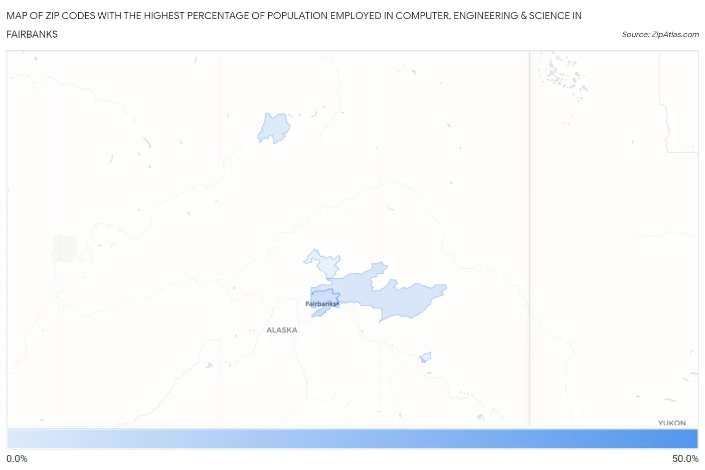 Zip Codes with the Highest Percentage of Population Employed in Computer, Engineering & Science in Fairbanks Map