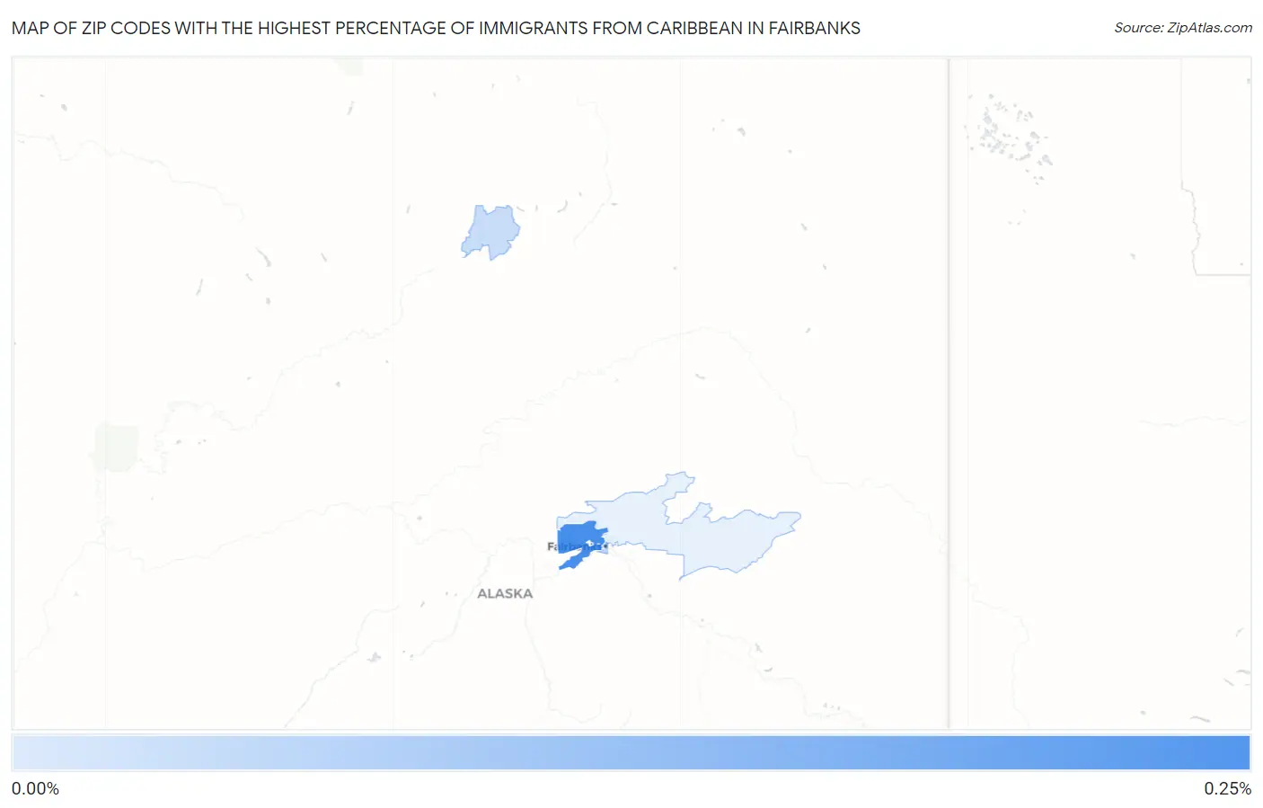 Zip Codes with the Highest Percentage of Immigrants from Caribbean in Fairbanks Map