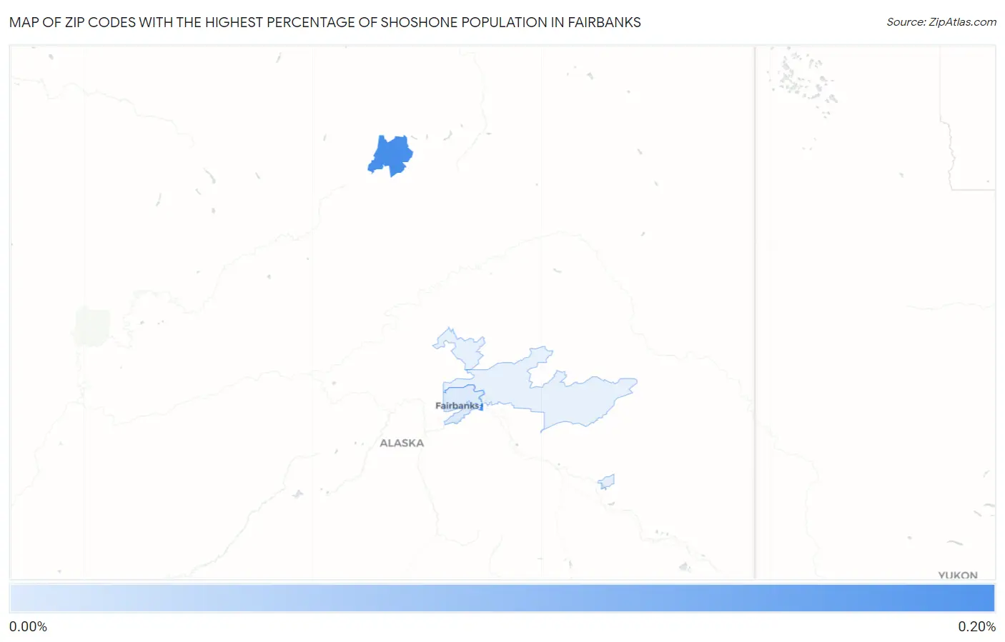 Zip Codes with the Highest Percentage of Shoshone Population in Fairbanks Map