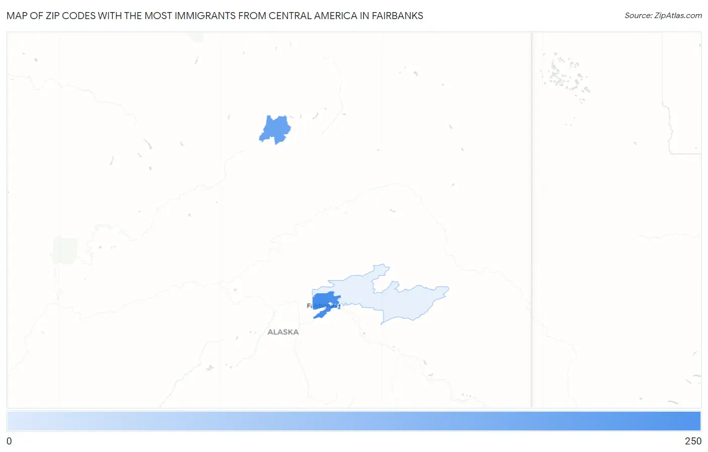 Zip Codes with the Most Immigrants from Central America in Fairbanks Map