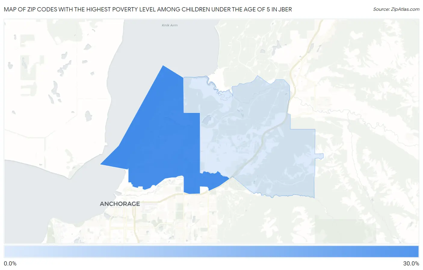 Zip Codes with the Highest Poverty Level Among Children Under the Age of 5 in Jber Map