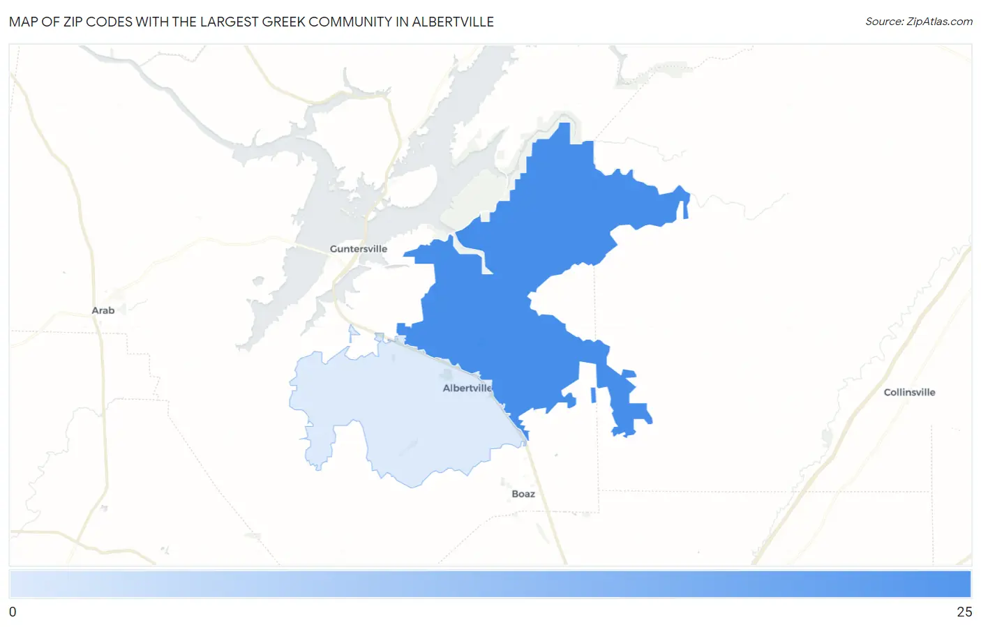 Zip Codes with the Largest Greek Community in Albertville Map