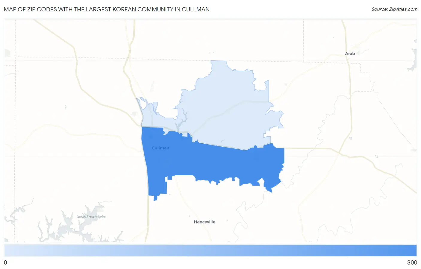 Zip Codes with the Largest Korean Community in Cullman Map