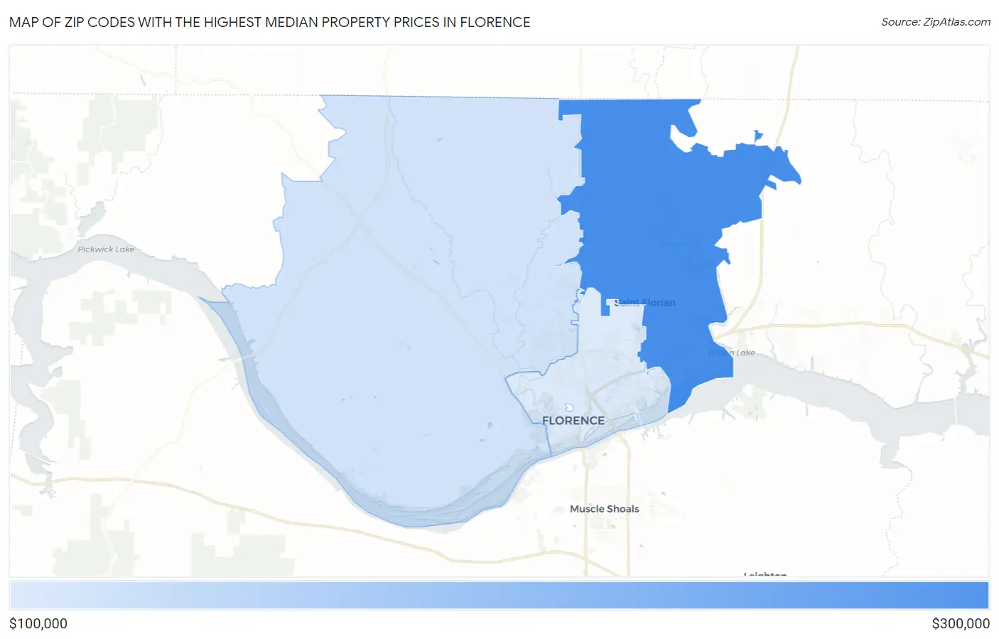 Zip Codes with the Highest Median Property Prices in Florence Map