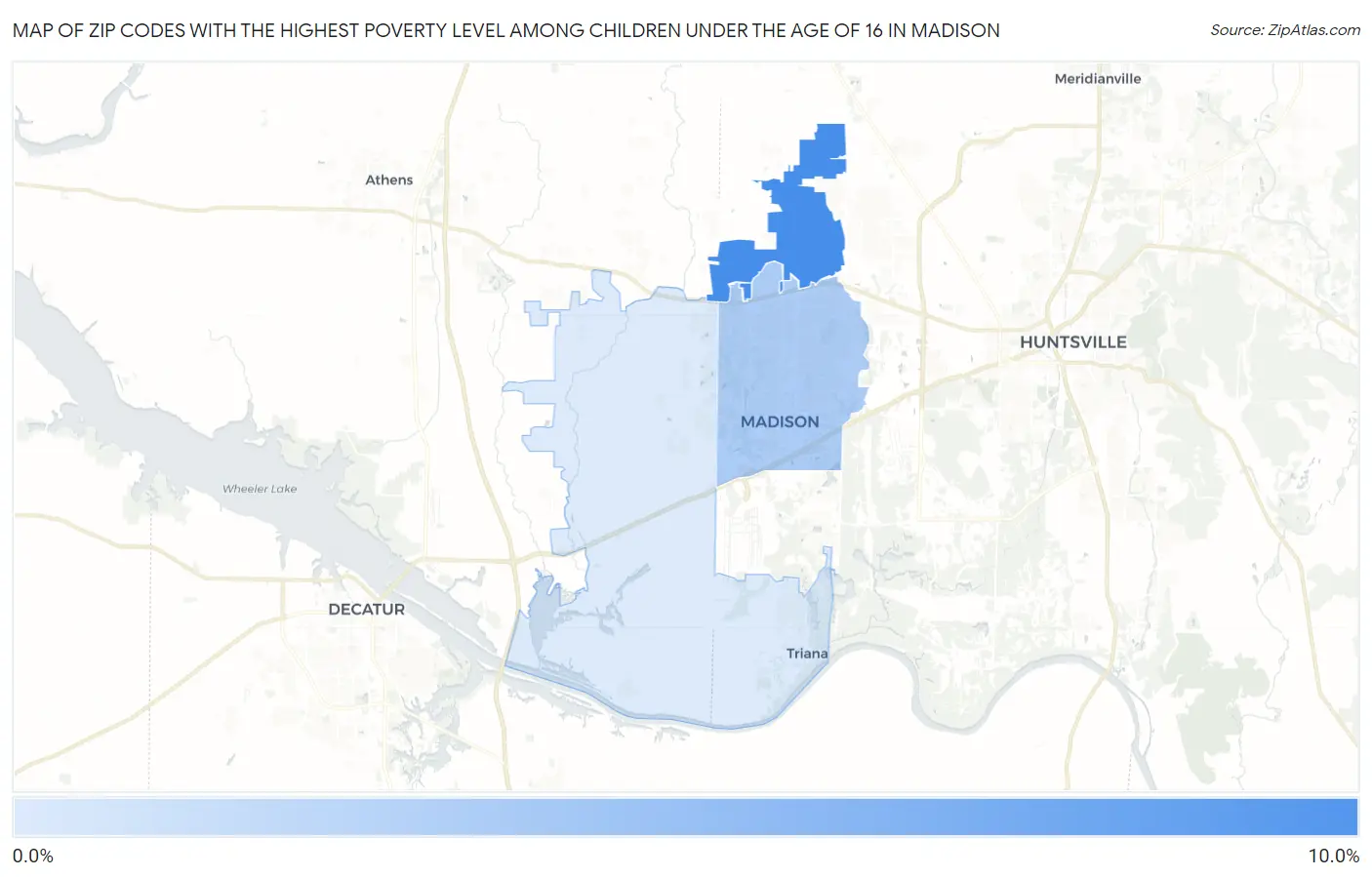 Zip Codes with the Highest Poverty Level Among Children Under the Age of 16 in Madison Map