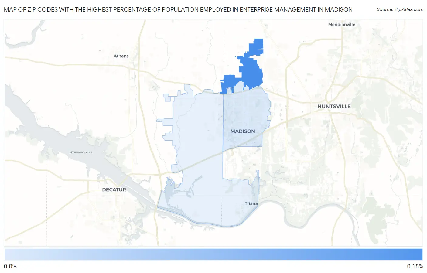 Zip Codes with the Highest Percentage of Population Employed in Enterprise Management in Madison Map