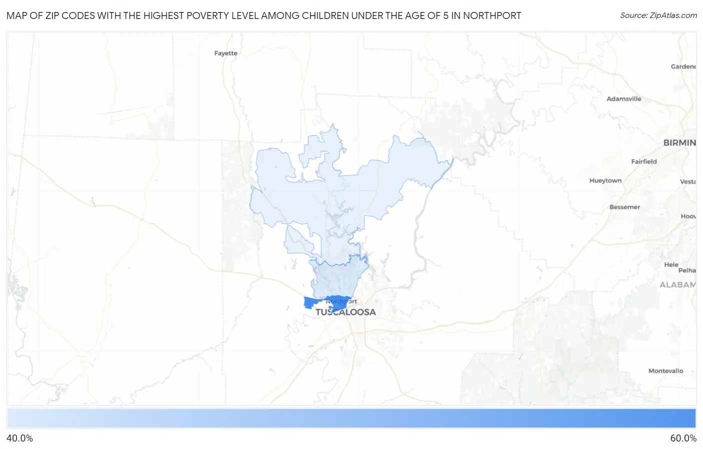 Zip Codes with the Highest Poverty Level Among Children Under the Age of 5 in Northport Map