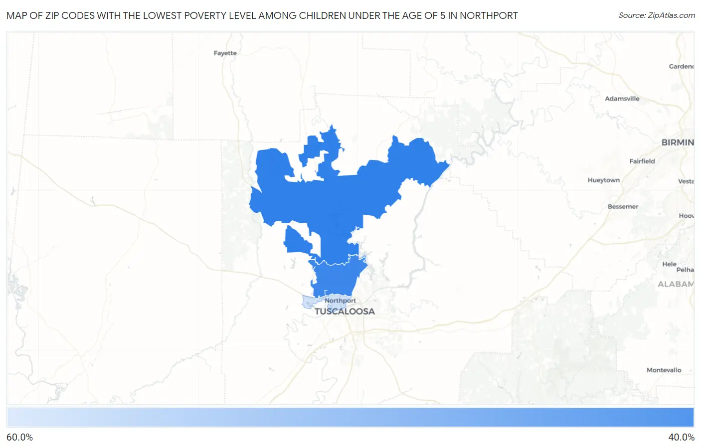 Zip Codes with the Lowest Poverty Level Among Children Under the Age of 5 in Northport Map