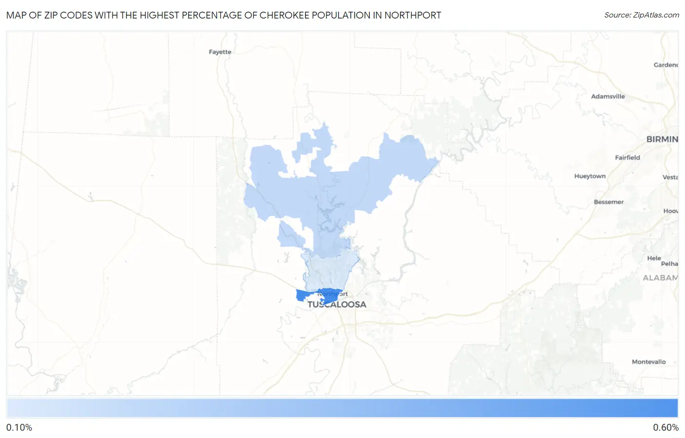 Zip Codes with the Highest Percentage of Cherokee Population in Northport Map