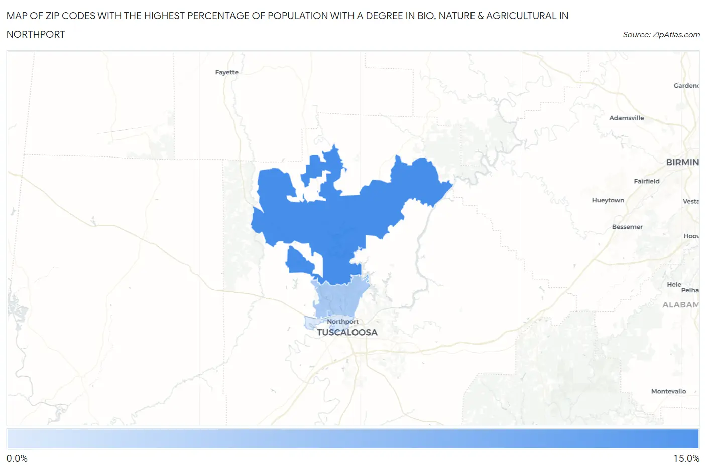 Zip Codes with the Highest Percentage of Population with a Degree in Bio, Nature & Agricultural in Northport Map