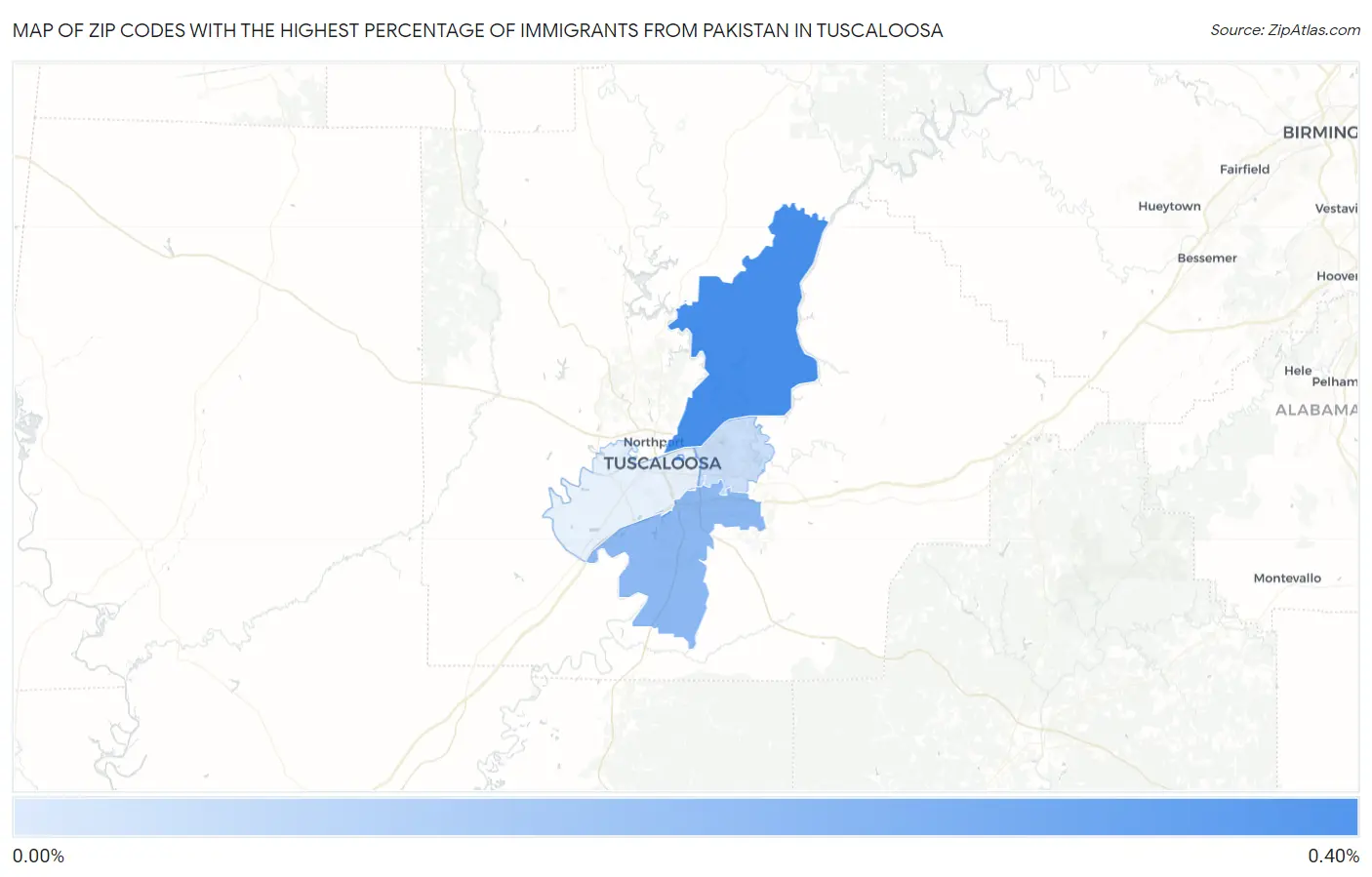 Zip Codes with the Highest Percentage of Immigrants from Pakistan in Tuscaloosa Map