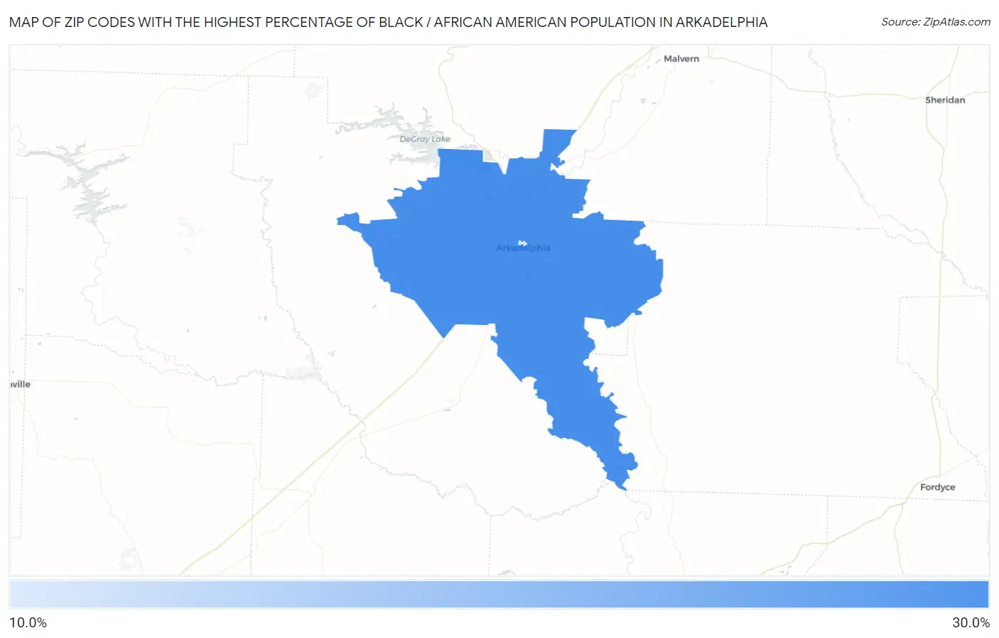 Zip Codes with the Highest Percentage of Black / African American Population in Arkadelphia Map