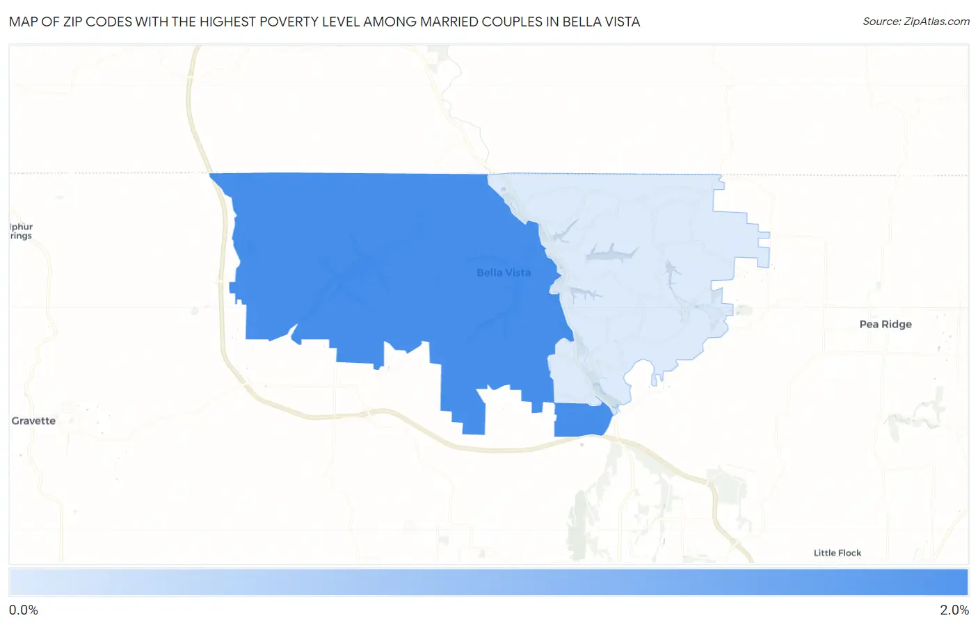 Zip Codes with the Highest Poverty Level Among Married Couples in Bella Vista Map