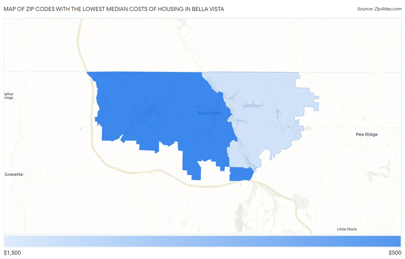 Zip Codes with the Lowest Median Costs of Housing in Bella Vista Map
