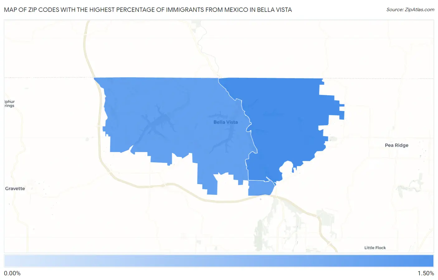 Zip Codes with the Highest Percentage of Immigrants from Mexico in Bella Vista Map