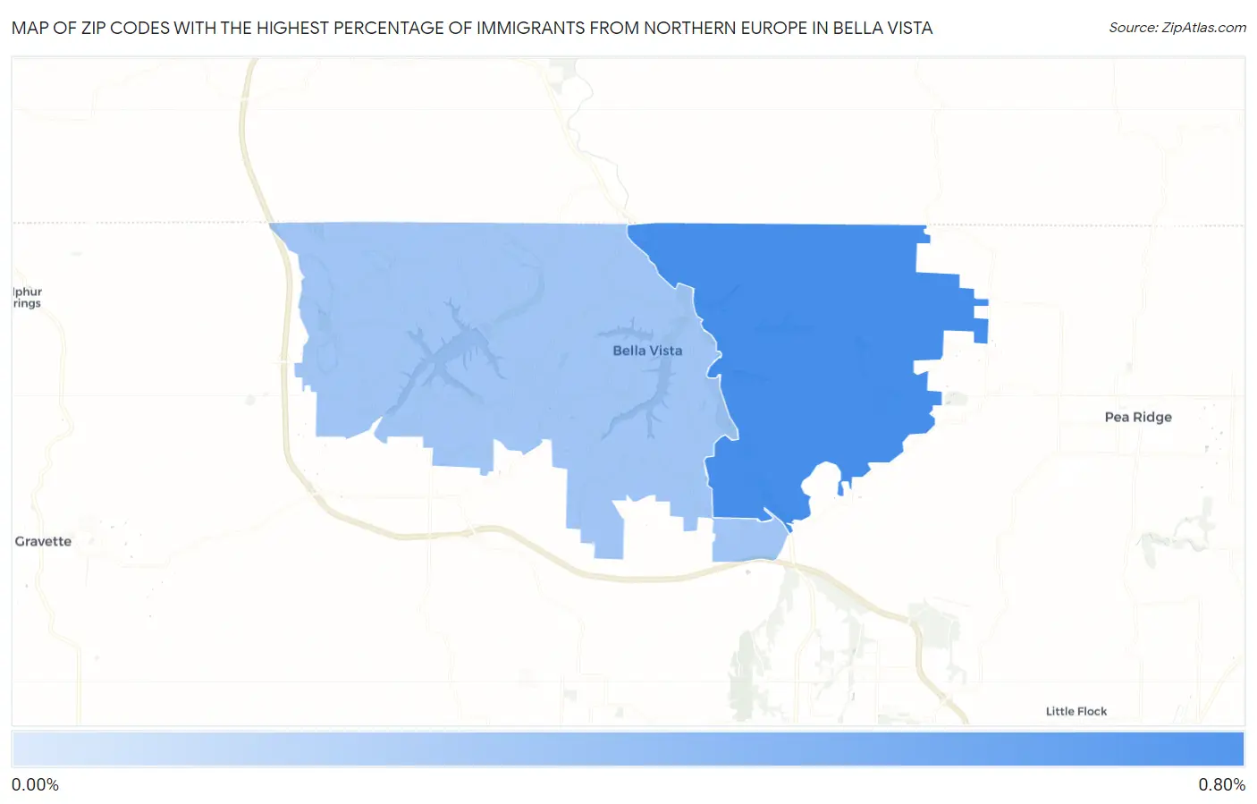 Zip Codes with the Highest Percentage of Immigrants from Northern Europe in Bella Vista Map