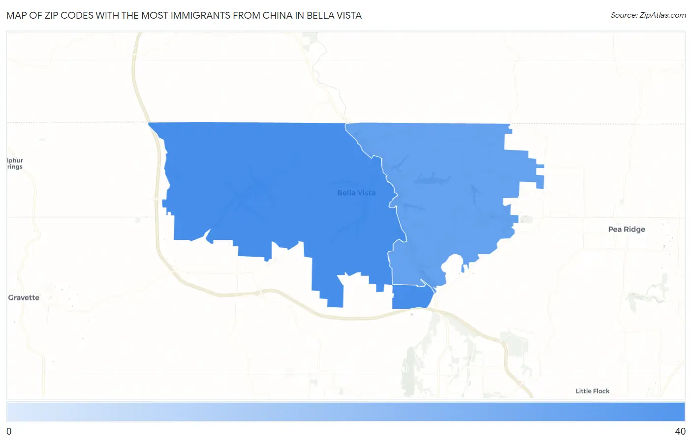 Zip Codes with the Most Immigrants from China in Bella Vista Map